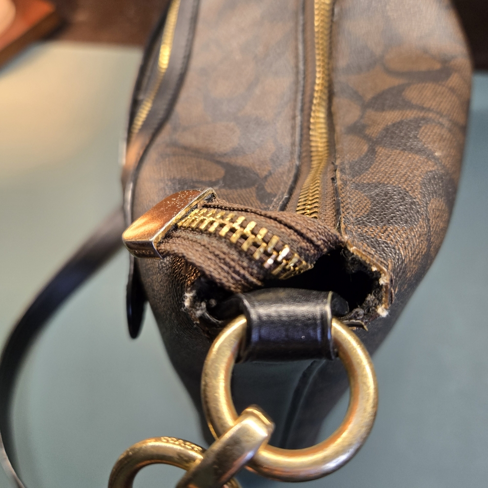 COACH Mae File Crossbody in Signature C Canvas F77885 Brown Black - Picture 11 of 15